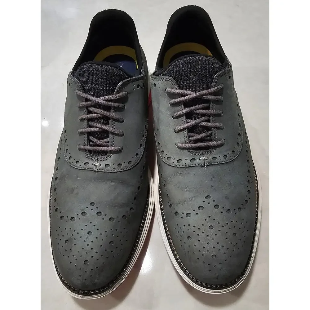 Cole Haan Shoes Mens Size 9.5 Gray Nubuck Original Grand Wingtip Lace Up Casual